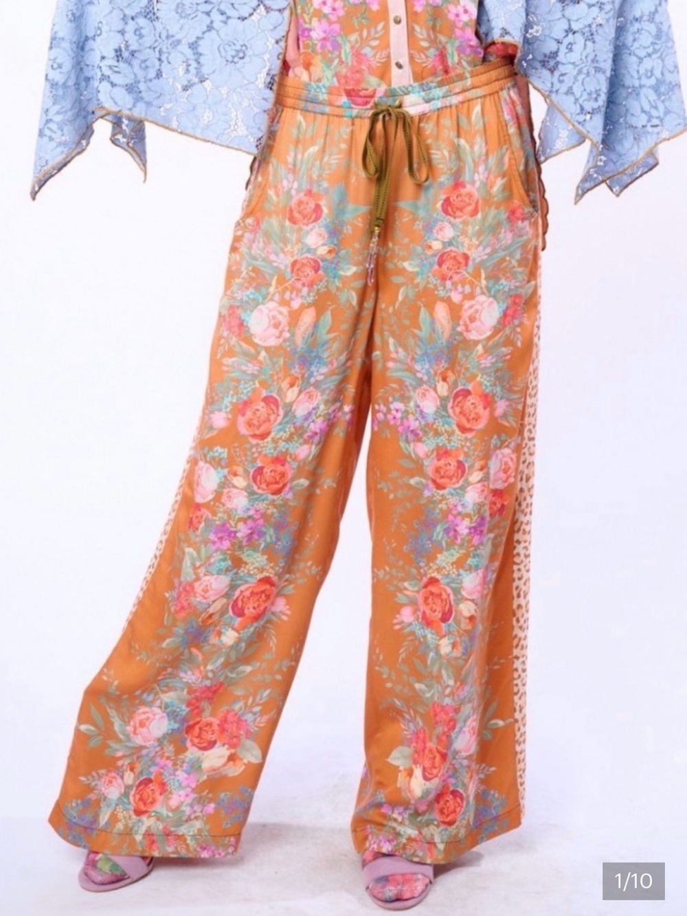 Valentina Floral Wide-Leg Drawstring Pants by Aratta, NWT #Fall #wearableart